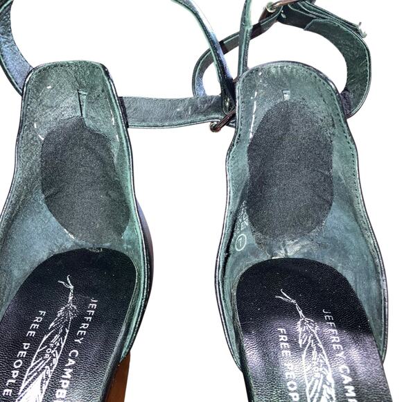 Jeffrey Campbell-Free People Black Leather Wedge Ankle-strap Heels- 7 - Picture 7 of 15